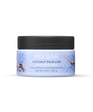 MIX:BAR Coconut Palm Buttery Body Cream for Women Hydrating & Moisturizing Shea + Cocoa Butter Jojoba + Avocado Oil Paraben Free Vegan 8oz