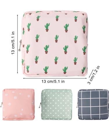 Sanitary Napkin Storage Bag - Pack of 4 Portable Pouch for Menstrual Cup - Reusable Teen Feminine Products Pouch - 5x5 inches - Cactus Design - Buy Online on GoSupps.com