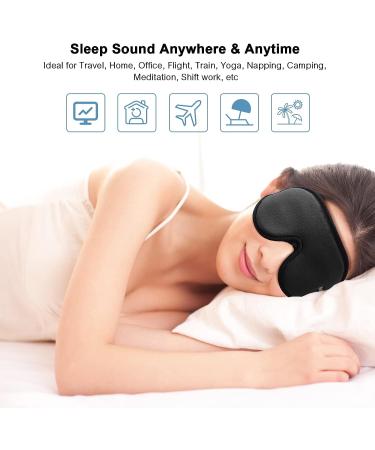 Wellsync 100% Blackout Sleep Mask for Women Men | Comfortable Contoured Eye Cups | 3D Pillowy Soft Light Blocking Eye Mask with Nose Cover | Includes Earplugs | Black - Buy Online on GoSupps.com