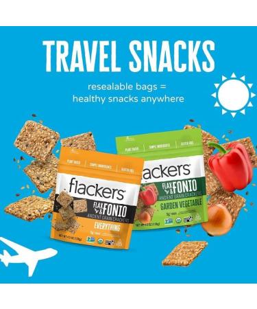 Flackers Organic Flax & Fonio Ancient Grain Crackers - Garden Vegetable - 4.5 Oz. - Buy Online on GoSupps.com