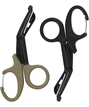 Titanium Bandage Shears Scissors EMT and Trauma Shears Bent Stealth Black Coated for Nurses Students Emergency Room (Black & Brown 15cm) Black & Brown 15cm