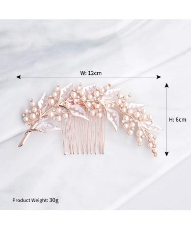 Kercisbeauty Pearl Hair Comb for Brides Wedding Bridal Headpiece Handmade Hair Piece for Women Girls Prom Hair Accessories (Rose Gold) - Buy Online on GoSupps.com