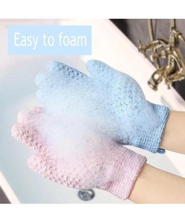 4 PCS Exfoliating Bath Scrub Gloves for Body, Shower, and Spa - Pink and Blue - Buy Online on GoSupps.com