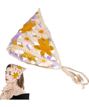 Knit Headbands For Women | Floral Crochet Head Scarf Bandanas Headbands - Bandana Headband Tie Knitted Headscarf Hair Bandanas For Women Girls Head Kerchief B One Size - Buy Online on GoSupps.com