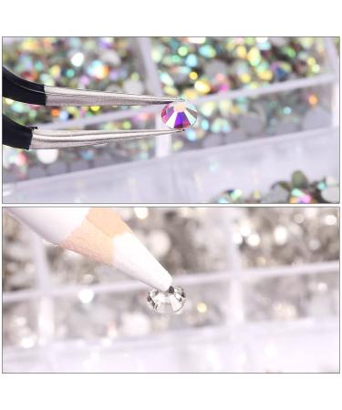 5136Pcs Clear Crystal Rhinestones Set for Nail Art & Tumblers | Glass Glitter Round with Picking Pen & Tweezer | SS4-SS16 | White + White AB - Buy Online on GoSupps.com
