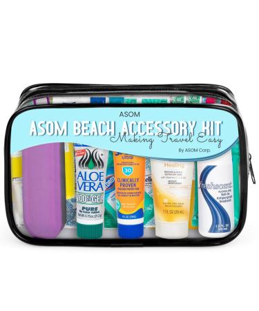 Asom Beach Accessory Essentials Toiletry Convenience Kit  Premium Quality Travel Toiletries Vacation Necessities Accessories Beach Swim Bag Set.