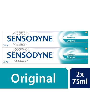 Sensodyne MultiCare Original Fluoride Toothpaste 2 x 75ml for sensitive teeth with pain