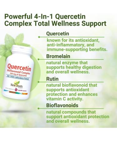NEW ROOTS HERBAL Quercetin with Bromelain Capsules | 4-in-1 Formula with Quercetin Bromelain Bioflavonoids and Rutin | Heart Health and Immune Support Supplement (90 Veggie Capsules) Non-GMO - Buy Online on GoSupps.com