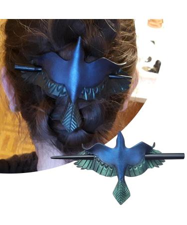 Chiyyak Retro Blue Bird & Green Leaf Hair Clip - Unique Hair Needle Accessory for Women & Girls | Perfect Party & Cosplay Gift - Buy Online on GoSupps.com