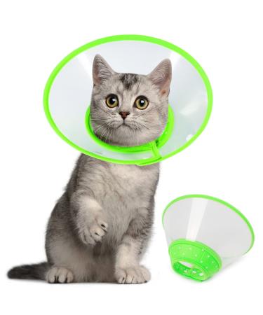 Vivifying Pet Neck Brace Adjustable from 11.9-14.4 cm Lightweight Protective Collar for Puppies Small Dogs and Cats (Green-S)