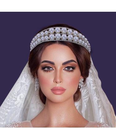 Eiaork Pear Wedding Headband - Handmade Rhinestone Bridal Hair Band in Silver | Wedding Hair Accessories for Women & Flower Girl - Buy Online on GoSupps.com