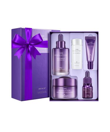 MISSHA Time Revolution Night Repair 5X Gift Set Night Repair Ampoule and Cream 5X The First Essence 5X for Youthful Glowing Skin Night Repair Set
