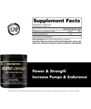Anabolic Warfare Creatine Carnage: Build Lean Muscle & Boost Endurance with Natural Flavor - 50 Servings - Buy Online on GoSupps.com