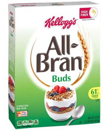 Kellogg's All-Bran Buds Cereal 22 oz Box (Pack of 2) with By The Cup Cereal Bowl - Buy Online on GoSupps.com