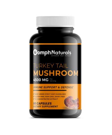 Oomph Naturals Turkey Tail Mushroom Capsules  4500mg Extract  90 Day Supply  Non-GMO  Gluten Free  Powder Supplements for Immune System Support Gut Health