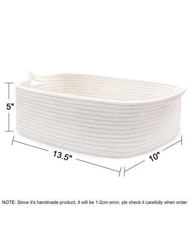 ABenkle Small Rope Basket - Decorative Boho White Storage Basket for Baby Dog Toy, Fruit, Towel - Under Shelf Organizer with Handle - Gift & Easter Basket - Buy Online on GoSupps.com