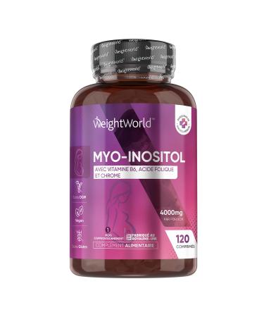 Myo Inositol 4000mg - Enriched with Vitamins B6 B9 Folic Acid Chromium - Women's Wellness - For Energy Metabolism Blood Glucose (EFSA) - 120 Tablets (1 Month) - Inositol Alternative Powder