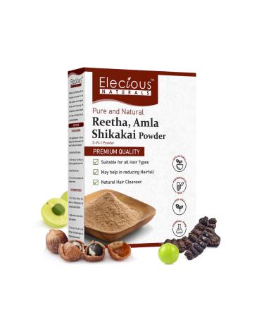 Elecious Naturals Amla Reetha Shikakai Powder for Hair 3-in-1 Natural Hair Cleanser 100% Natural No Chemical No Preservative SLS Paraben Free Ready to Use
