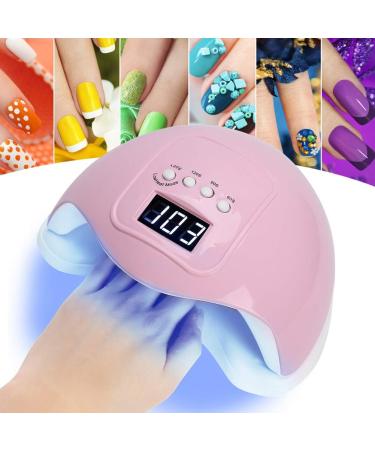 48W UV LED Nail Lamp for Gel Nails Polish | Professional Salon Curing Light with 4 Timer Settings and Sensor | Pink - Buy Online on GoSupps.com