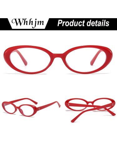 Retro Oval Blue Light Blocking Glasses for Men & Women - 90s Style Small Frame Eyeglasses for Computer & TV (Red - Buy Online on GoSupps.com