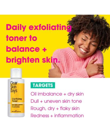 Clear Skin Days Clarifying Toner - Gentle Hydrating Facial Toner for Glowing Skin and Even Skin Tone - with Exfoliating Lactic Acid & Brightening Liquorice Extract - Cruelty-Free & Vegan 100ml - Buy Online on GoSupps.com