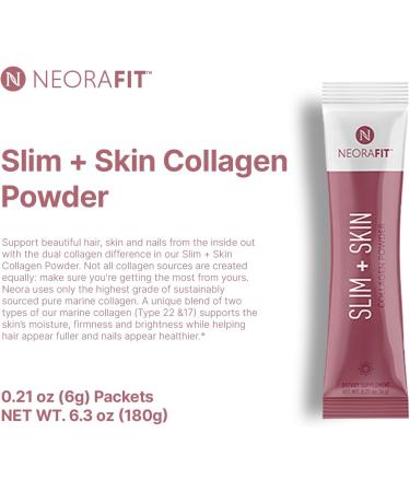 NeoraFit - Slim + Skin Collagen Powder with Marine Collagen Hyaluronic Acid & MCTs Supports Skin Hydration Hair & Nail Appearance Focus & Wellness - 30 Packets - Buy Online on GoSupps.com