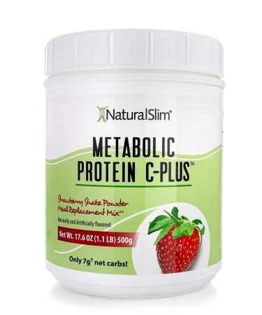 NaturalSlim METABOLIC Protein C-Plus Fortified w/ Vitamin C - Low Carb Whey Protein Powder Blend Meal Replacement Shake Mix w/ Essential Vitamins, Minerals & Amino Acids 10 Serving 17.6 oz Strawberry