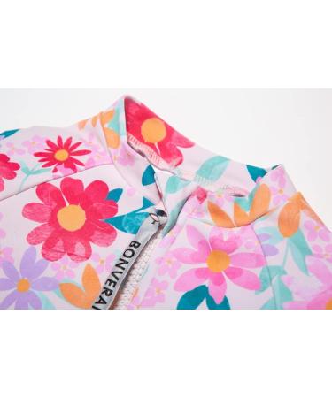 BONVERANO Baby Girls Long-Sleeve Zipper Swimsuit | UPF 50+ Sun Protection | 6-9 Months Flower - Buy Online on GoSupps.com