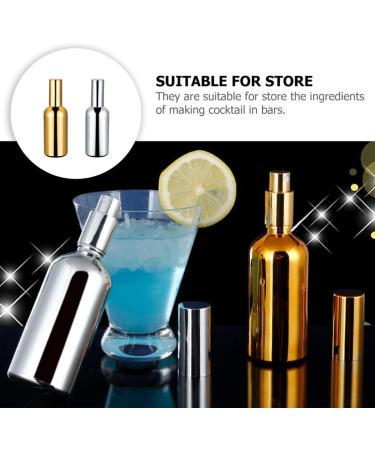 2 x Martini Bar Mister Sprayer Bottles - Refillable Glass Cosmetic Containers for Cocktails - Gold & Silver - Buy Online on GoSupps.com
