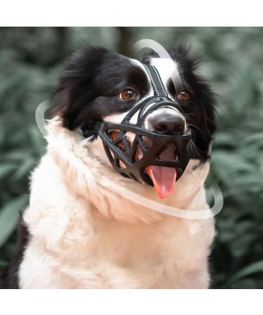 Soft Rubber Basket Dog Muzzle for Small Medium Large Dogs - Breathable Adjustable Straps, Allows Drinking and Panting - Anti-Biting, Prevent Chewing, Barking - Pet Mouth Cover (M Black) - Buy Online on GoSupps.com