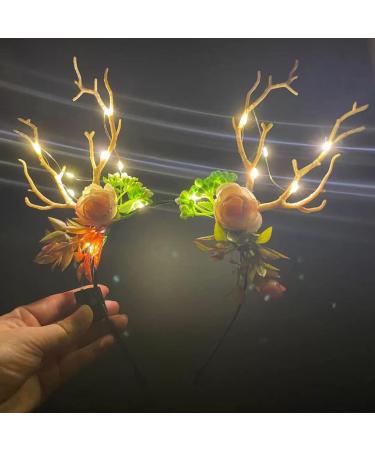 Prosy LED Flower Light up Antlers Headbands Glowing Butterfly Headband Christmas Hair Bands Party Decorative for Women and Girls Multicolor 7 - Buy Online on GoSupps.com