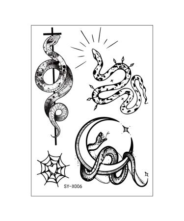 Snake Temporary Tattoo 6 Sheets - Tribal Serpent Mamba Black Roses Spider Web Sword - Party Favors Body Art for Men & Women - Halloween - Buy Online on GoSupps.com