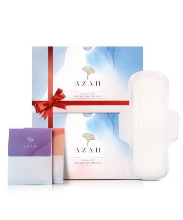 Azah Rash-Free Sanitary Pads for women | Organic Cotton Pads | All XL : Box of 60 Pads - with Disposable bags | MADE SAFE Certified