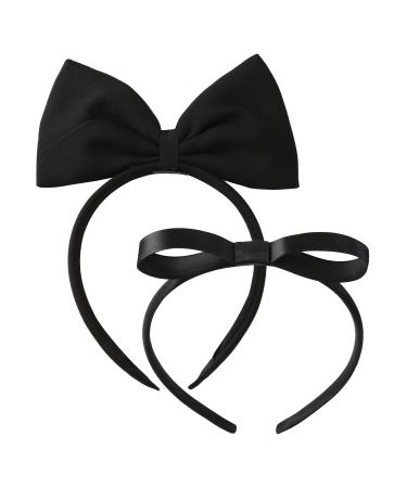 2 Pcs Big Black Bow Headband for Woman Girls Halloween Costume Headwear Christmas Party Cosplay Hair Accessories for Alice