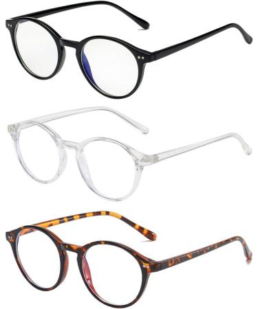 Vintage Blue Light Blocking Glasses for Women/Men - Round Rim Eyeglasses Frame for Computer Gaming - Anti Eyestrain - Transparent/Leopard/Black - Buy Online on GoSupps.com