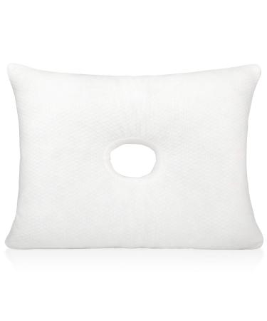IMPRESA Firm Memory Foam Pillow with an Ear Hole - Includes 2 Pillowcases - Helps Reduce Ear Pain from CNH Pressure Sores Post Ear Surgery Ear Pain or Ear Plugs - Non-Adjustable