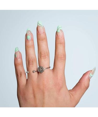 24 Pcs False Nails - Almond Medium Long French Press on Nails - Green Wave Design Fake Nails with Nail Glue - Stick on Nails for Women (Green Irregular Curve) Hearts - Buy Online on GoSupps.com