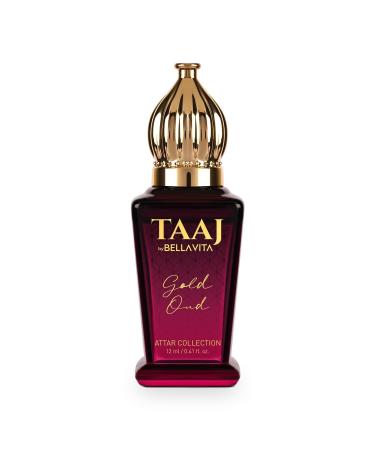 LUXURY TAAJ Gold Oud Attar with Caramel Rose Jasmine & Orris for Men and Women Non-Alcoholic Roll On Long Lasting Fragrance 12 ML