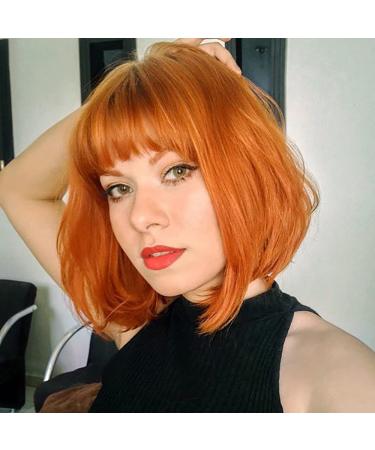 Yeeshedo women orange short bob straight hair wigs with pony heat -resistant synthetic colorful wig for women for daily party cosplay costumes - Buy Online on GoSupps.com