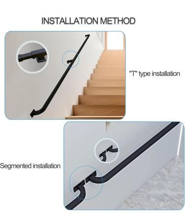 Stair Handrail for Walls Indoor Outdoor Staircase Banister Railing Support Rod with Wrought Iron Brackets and Metal Screws Black Square Tube Safety Hand Rail (Size : 1ft/30cm) 4.6ft/140cm - Buy Online on GoSupps.com