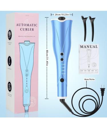 Automatic Curling Iron Auto Hair Curler Wand with Large Rotating Barrel & 4 Temps & 3 Timers Large Display Curling Iron with Dual Voltage Auto Shut-Off Fast Heating for Hair Styling Blue - Buy Online on GoSupps.com