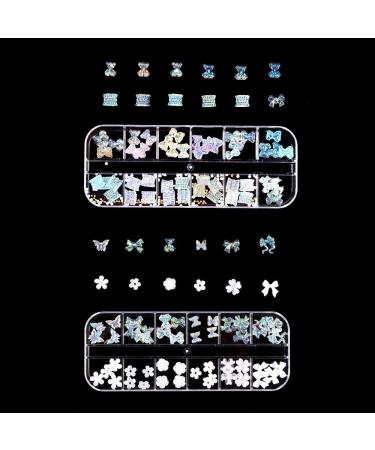 Decals Acrylic Nail Stud Nails Accessories Charm DIY Bow Jelly Bear Shape White Flower Nail Art Charms Multi Shaped Nail Art Rhinestones Kit