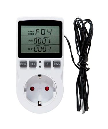Temperature controller socket 230V with sensor digital thermostat socket temperature -controlled socket with timer for greenhouse terrarium aquarium heating cool greenhouse seed germination