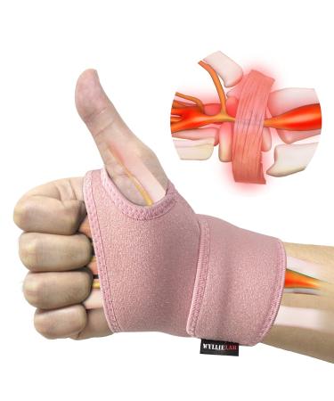 Wrist Brace for Carpal Tunnel, Comfortable and Adjustable Wrist Support Brace for Arthritis and Tendinitis, Wrist Compression Wrap for Pain Relief, Fit for Both Left Hand and Right Hand – Single Pink