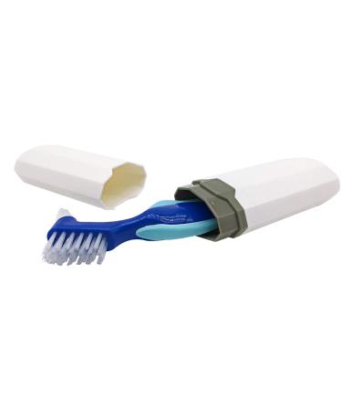 Denture Case with Cups, Toothbrush, and Holder for Travel - Blue | Dentures Container with Basket for Mouth Guard, Night Guard, Retainer - Hard Denture Organizer - Buy Online on GoSupps.com