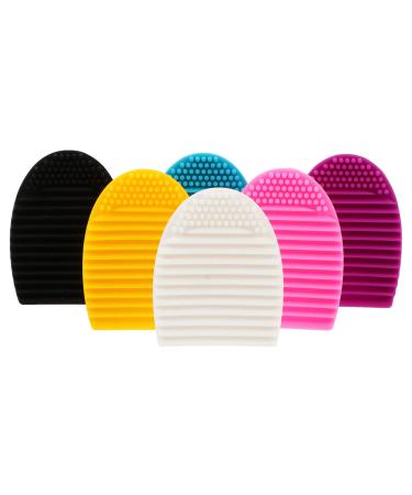 Beaupretty 6pcs Makeup Brush Cleaner Silicone Cosmetic Cleaning Scrubber Egg Shape Mat Finger Glove Cleaning Pad