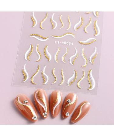 3D Glitter French Line Nail Stickers - Self-Adhesive Geometric Nail Art & Design Accessories - Buy Online on GoSupps.com