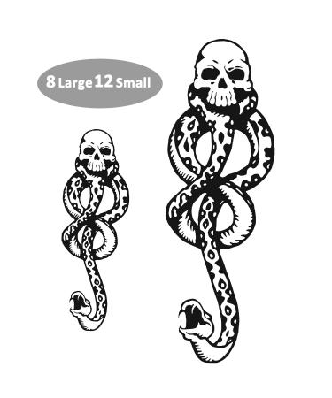 Zayvor Halloween Death Eater Tattoo Set - Mamba Skull Snake Temporary Mark for Adult & Kids Costume - 8 Large and 12 Small Tattoos Included - Buy Online on GoSupps.com