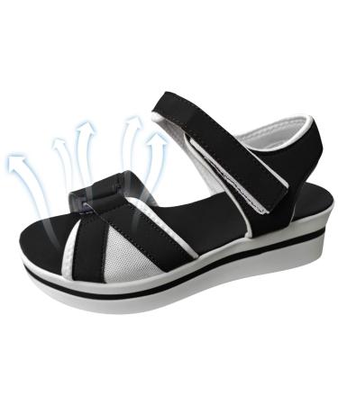 Odavom flat sandals for women flat hiking sandals for women with a thick sole wear -resistant flat sandals with low and thick sole for the beach 37 EU black