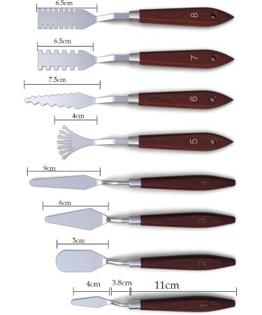 8 Pack Stainless Steel Painting Knife Set with Wood Handle - Professional Palette Knives Spatula for Oil Paint Canvas Artists Beginners - Buy Online on GoSupps.com